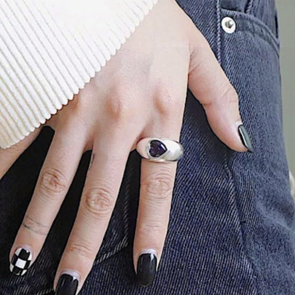 Stampd Silver Ring with Purple Gem - Picture 5 of 7